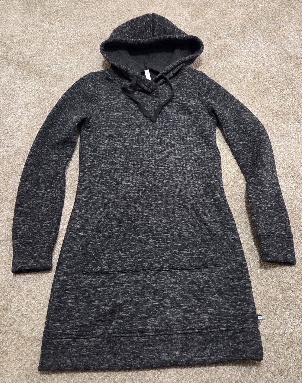 Fabletics Women's Charcoal Grey Marled Knit Hooded Sweater Dress Size Small